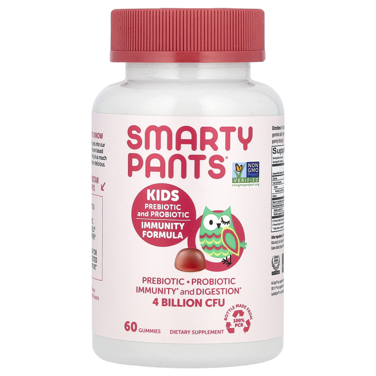 SmartyPants, Kids Prebiotic and Probiotic, Immunity Formula, Strawberry Creme, 4 Billion CFU, 60 Gummies (2 Billion CFU per Gummy) - Image 1
