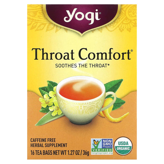 Yogi Tea, Throat Comfort, Caffeine Free, 16 Tea Bags, 1.27 oz (36 g) - Image 1