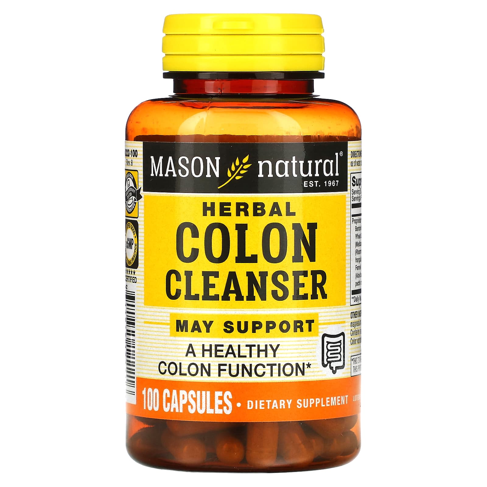Mason Natural, Herbal Colon Cleanser, 100 Capsules - Image 1