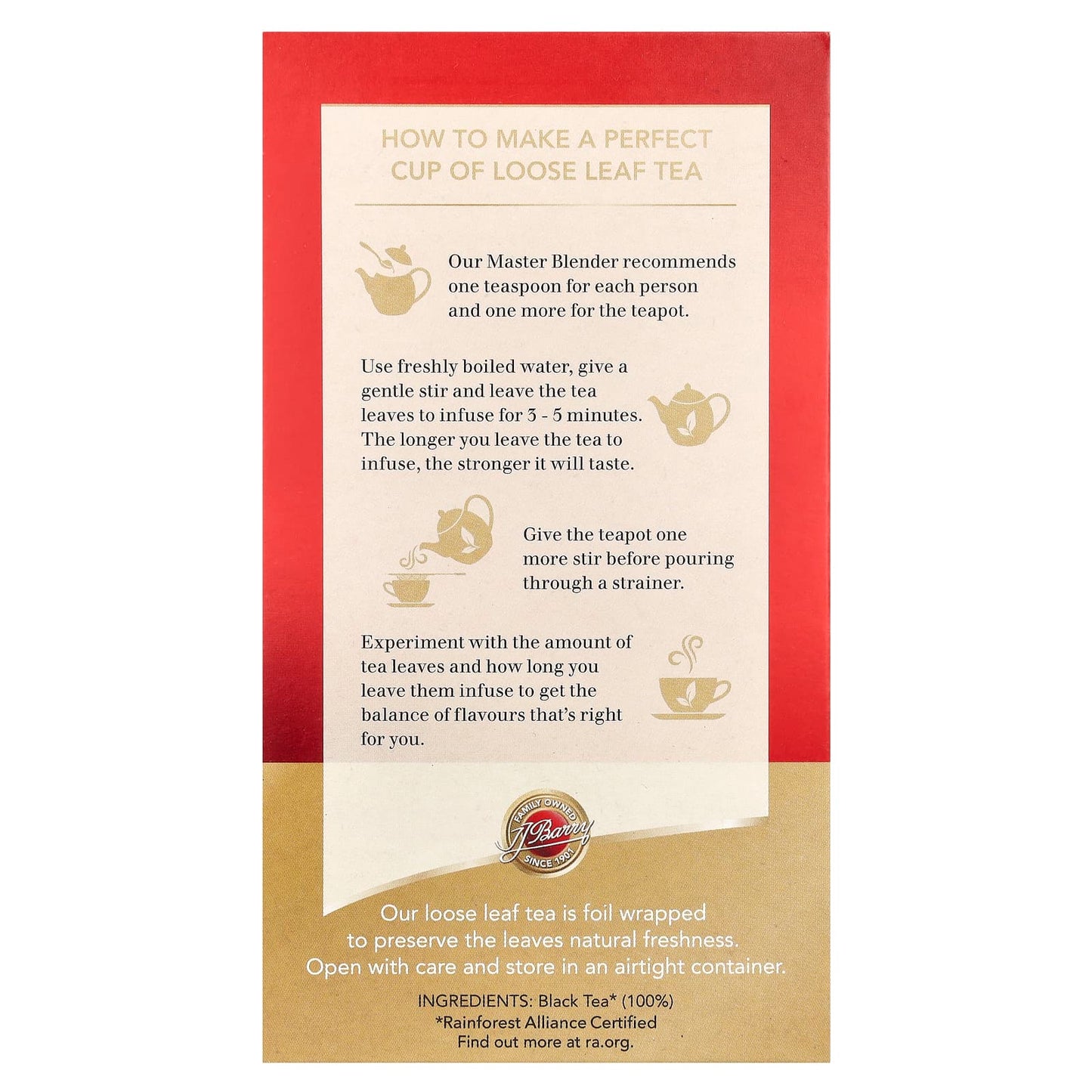 Barry's Tea Gold Blend Loose Leaf, 100% Rainforest Alliance Certified, 250g - Image 2