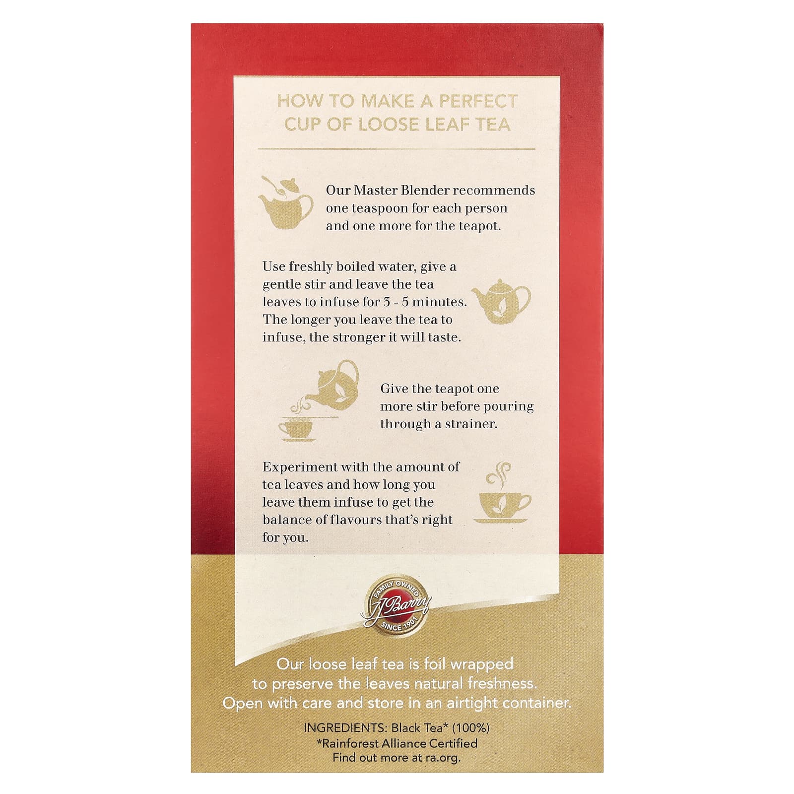 Barry's Tea Gold Blend Loose Leaf, 100% Rainforest Alliance Certified, 250g - Image 2