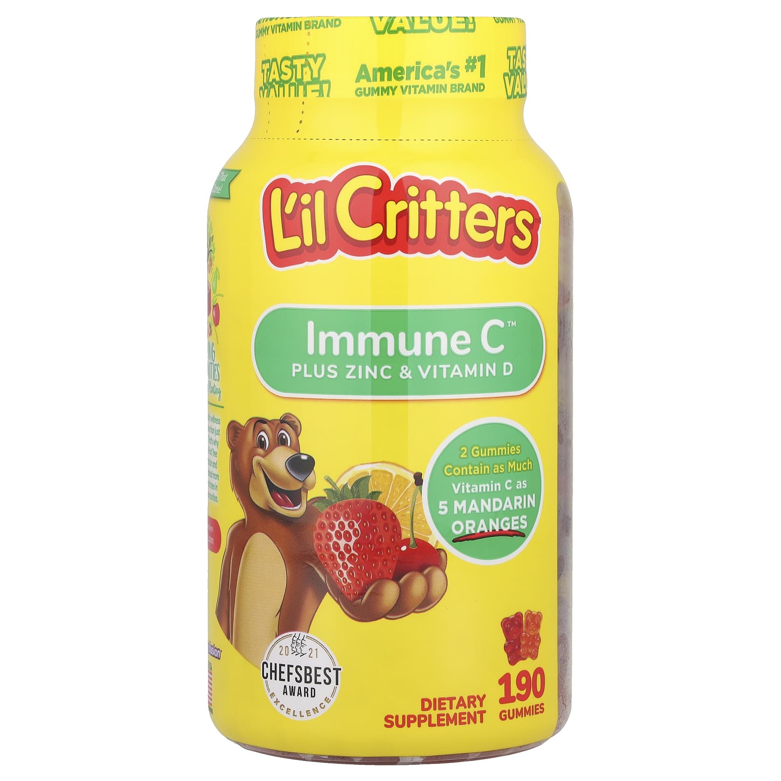 L'il Critters, Immune C Plus Zinc & Vitamin D, 190 Gummies - Image 1