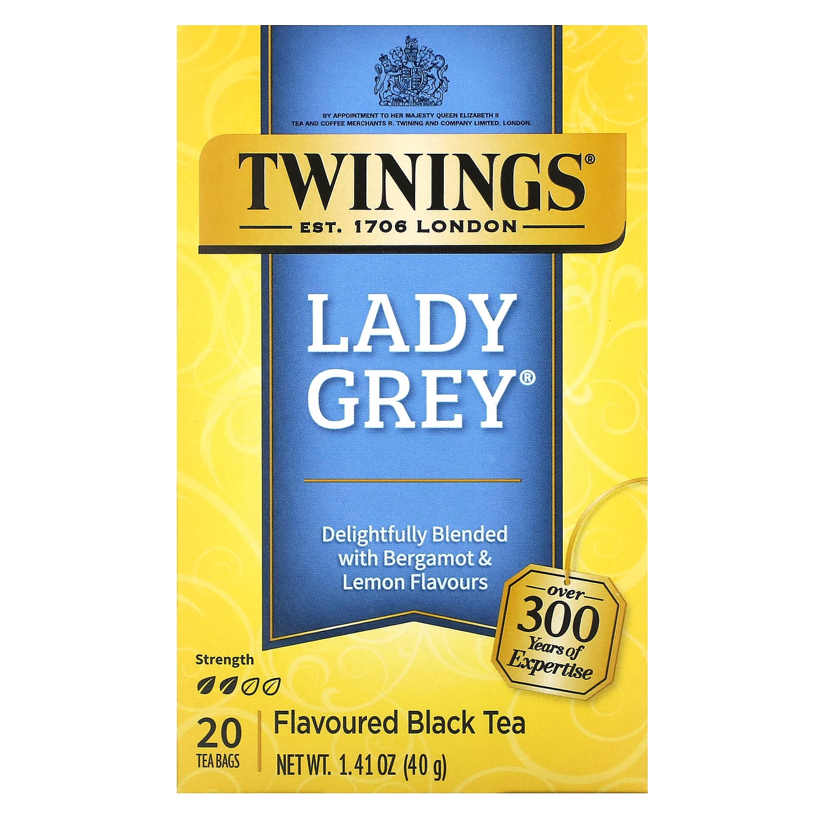 Twinings, Flavored Black Tea, Lady Grey , 20 Tea Bags, 1.41 oz (40 g) - Image 1
