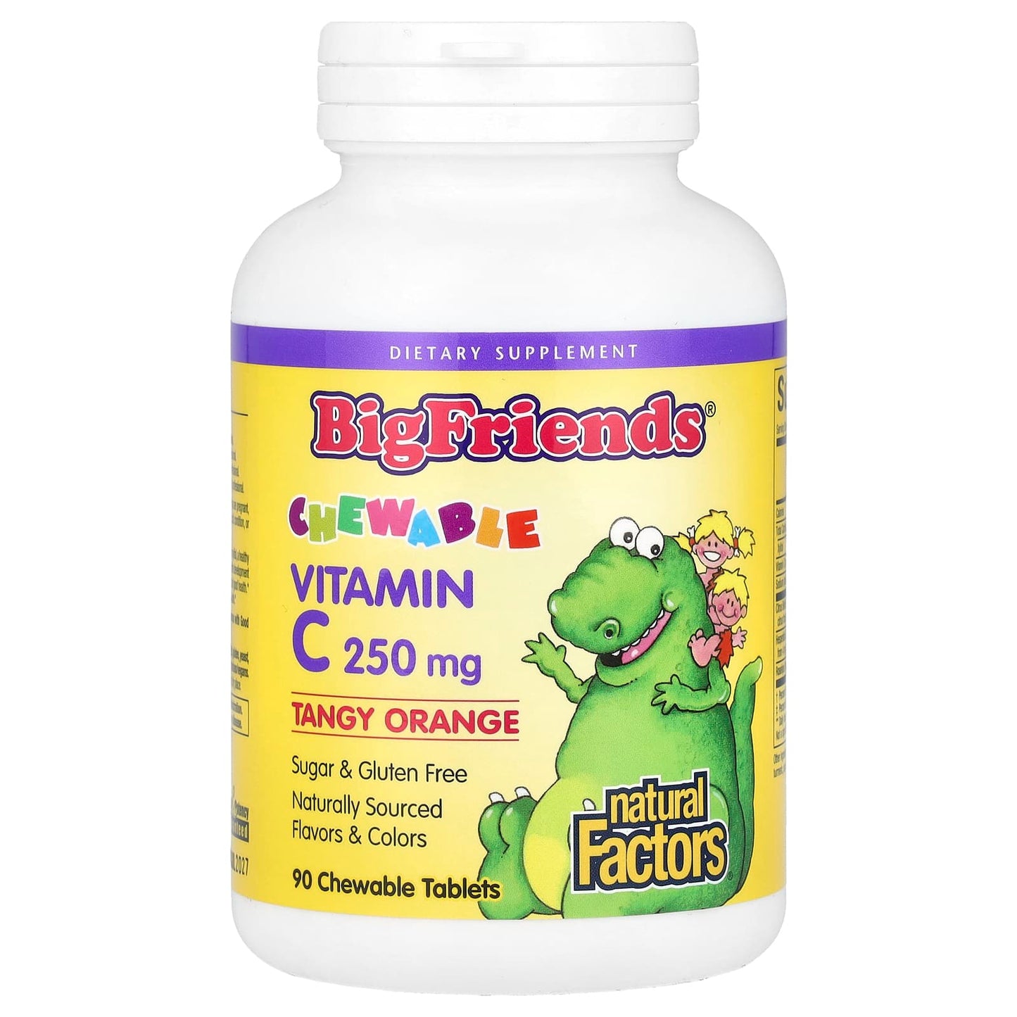 Natural Factors, Big Friends, Chewable Vitamin C, Tangy Orange, 250 mg, 90 Chewable Tablets - Image 1