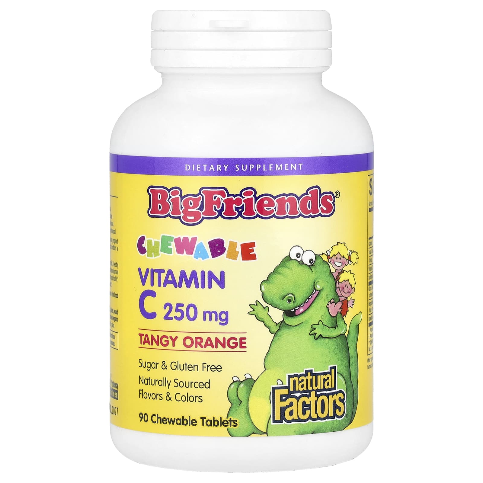 Natural Factors, Big Friends, Chewable Vitamin C, Tangy Orange, 250 mg, 90 Chewable Tablets - Image 1