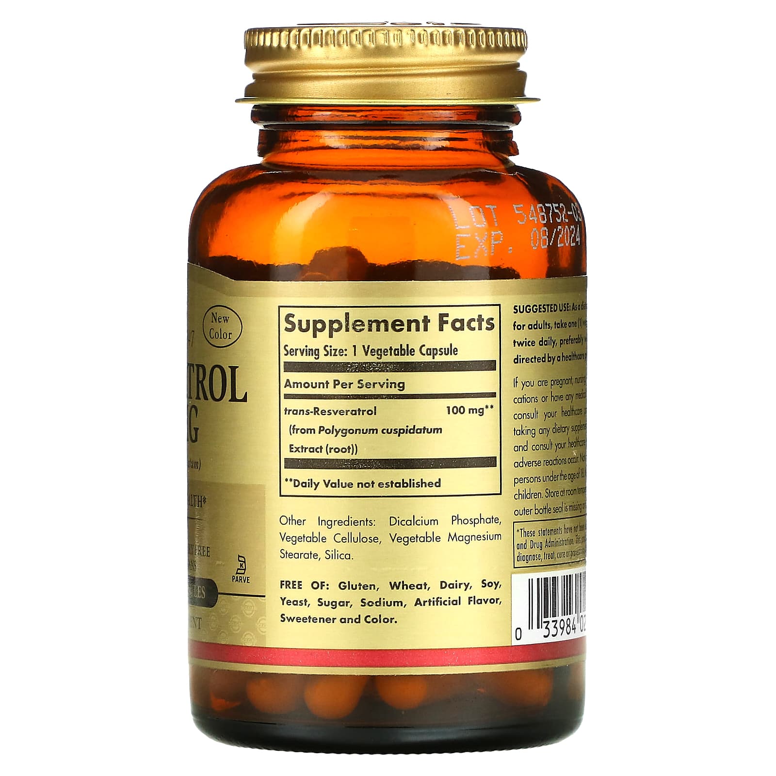 Solgar, Resveratrol, 100 mg, 60 Vegetable Capsules