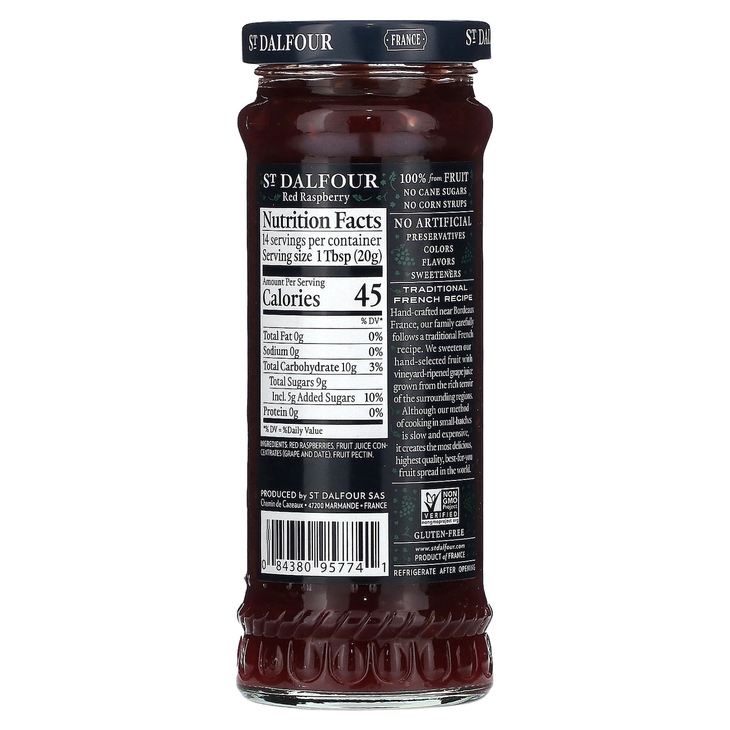 St. Dalfour, Red Raspberry Fruit Spread, 10 oz (284 g) - Image 2