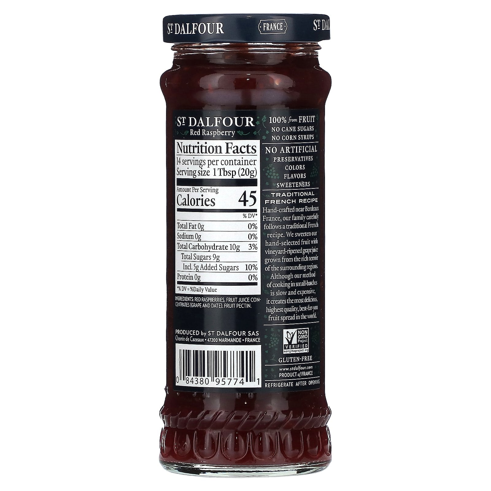 St. Dalfour, Red Raspberry Fruit Spread, 10 oz (284 g) - Image 2
