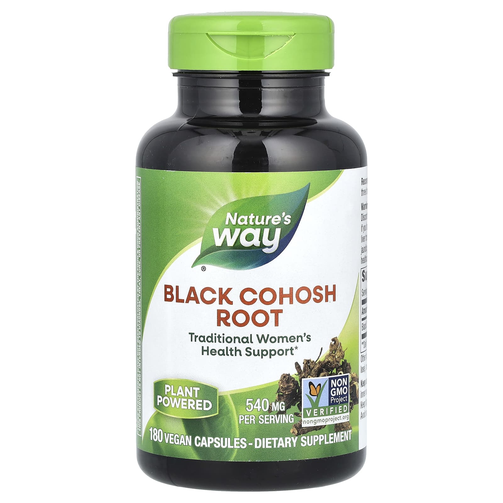 Nature's Way, Black Cohosh Root, 540 mg, 180 Vegan Capsules - Image 1