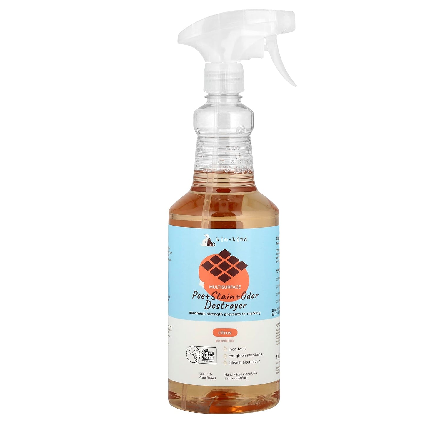 Kin+Kind, Pee + Stain + Odor Destroyer, Multisurface, Citrus, 32 fl oz (946 ml) - Image 1