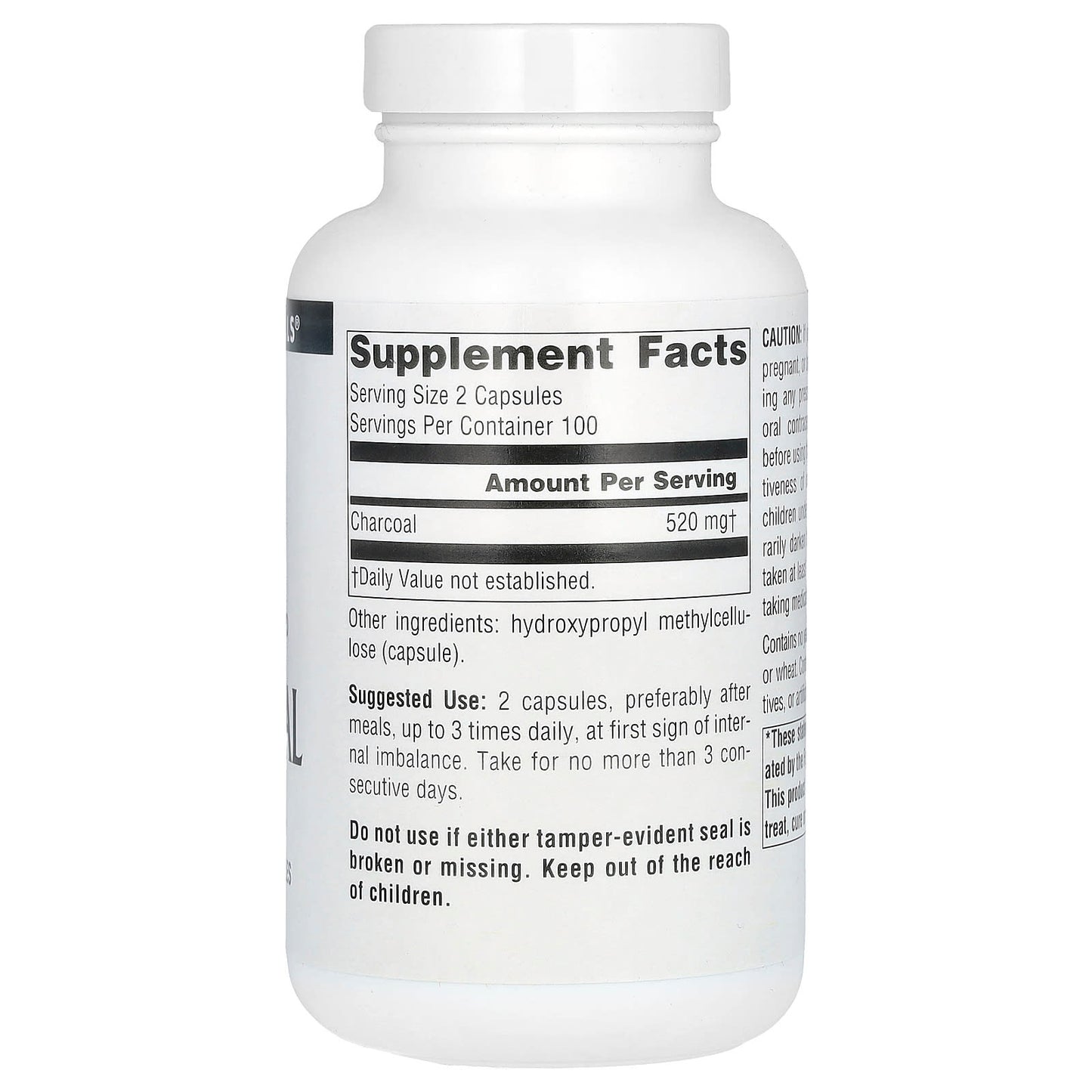 Source Naturals, 100% Pure Activated Charcoal, 260 mg , 200 Capsules - Image 2