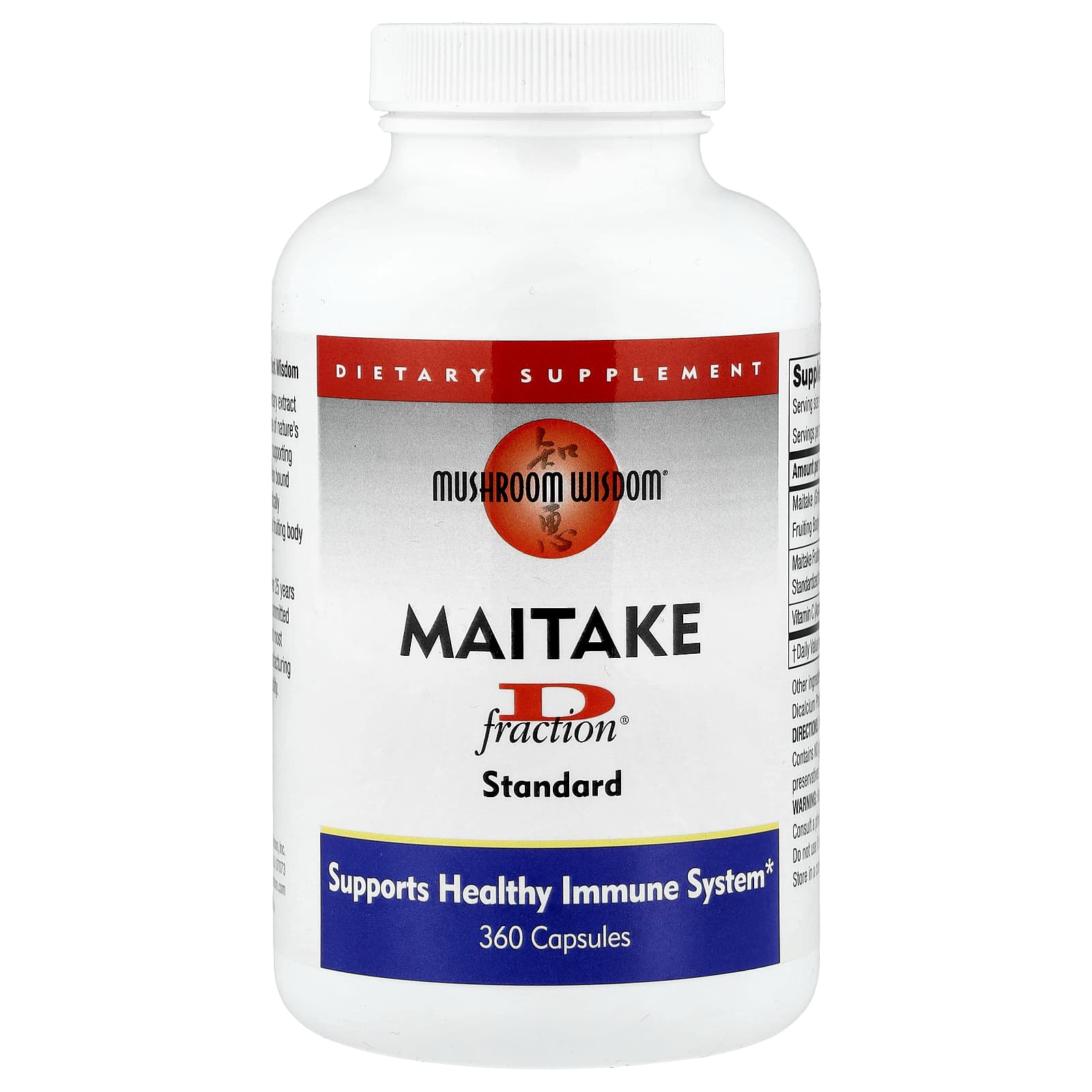 Mushroom Wisdom, Maitake D-Fraction®, Standard, 360 Capsules - Image 1