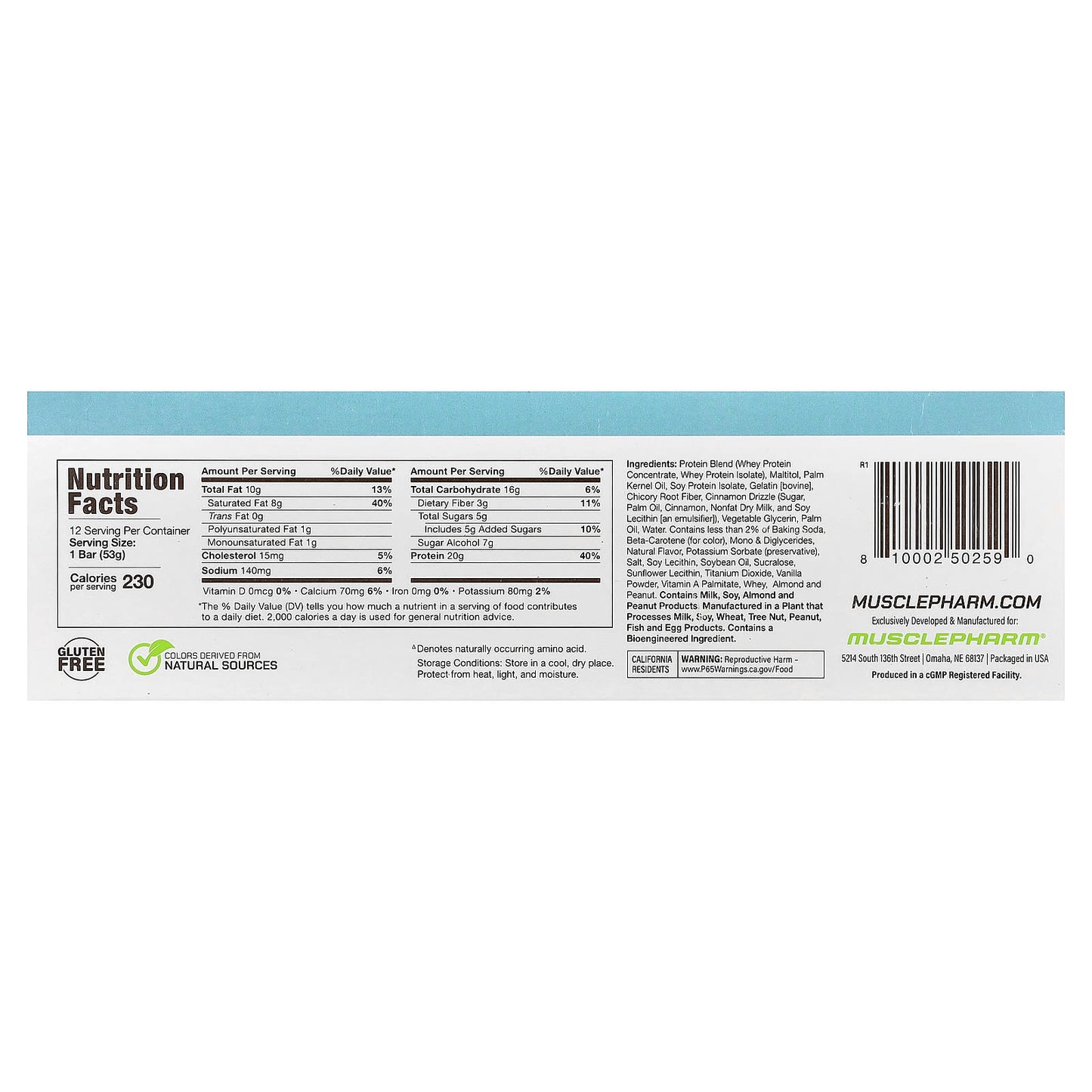 MusclePharm, Combat Ready™ Protein Bar, Frosted Cinnamon Roll, 12 Bars, 1.87 oz (53 g) Each - Image 2
