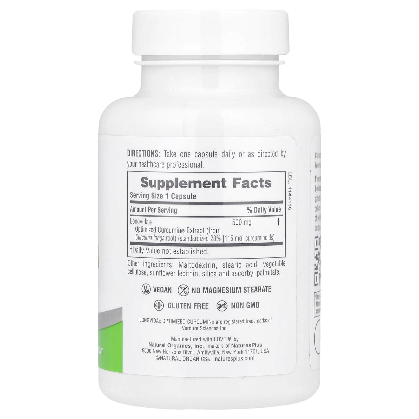 NaturesPlus, Pro Longvida®, Curcumin, 500 mg, 60 Capsules - Image 2