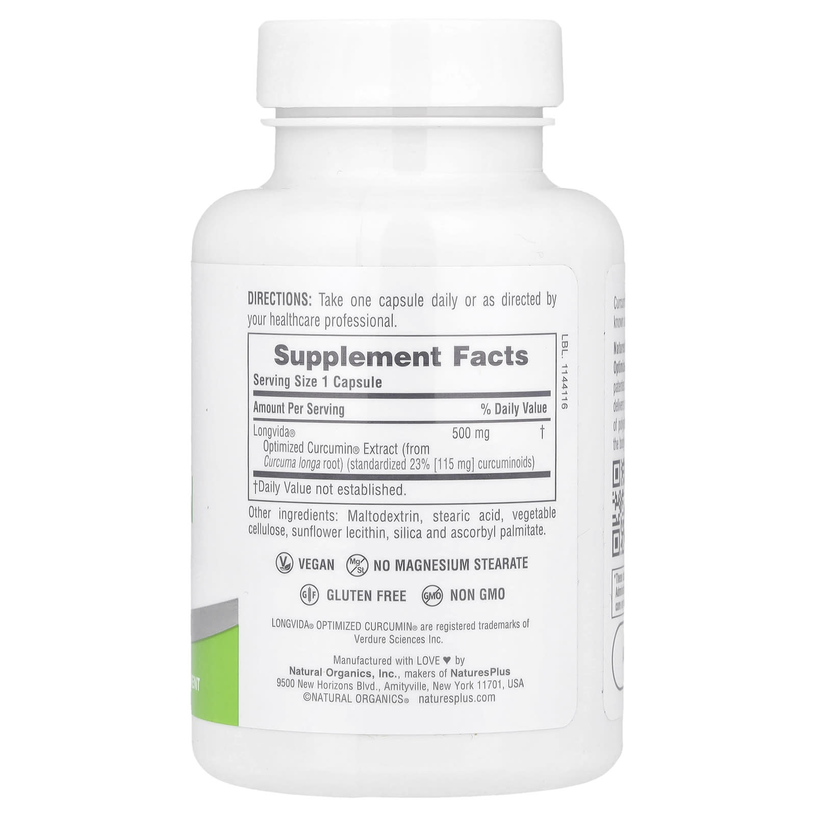NaturesPlus, Pro Longvida®, Curcumin, 500 mg, 60 Capsules - Image 2