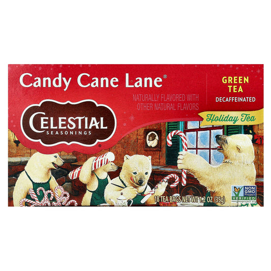 Celestial Seasonings Decaf Holiday Green Tea - Candy Cane Lane (18-Count) - Image 1