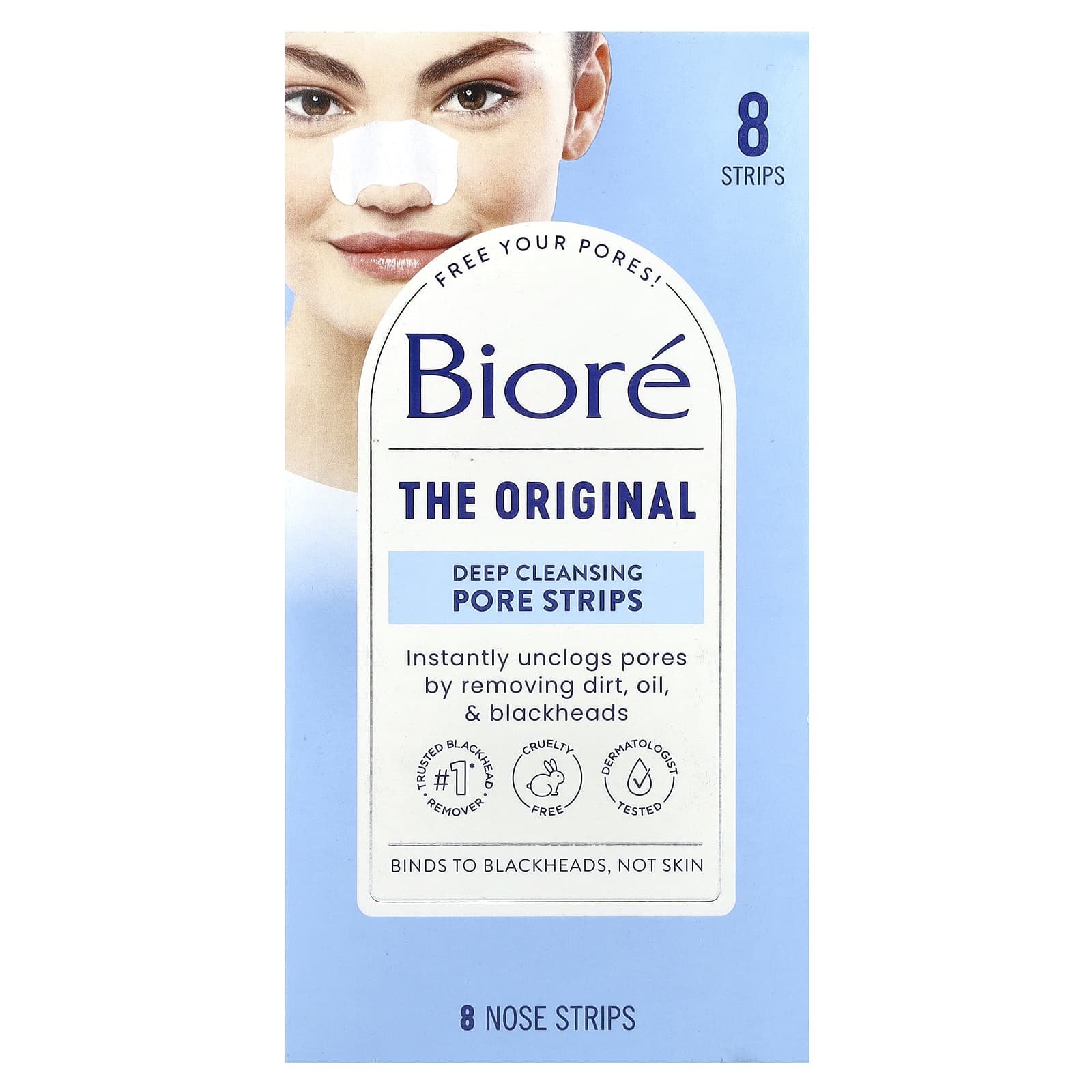Biore Deep Cleansing Nose Strips, Original, 8-Count - Image 1