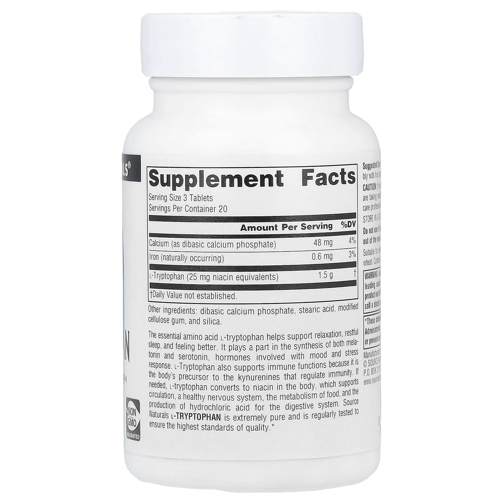 Source Naturals, L-Tryptophan, 60 Tablets - Image 2