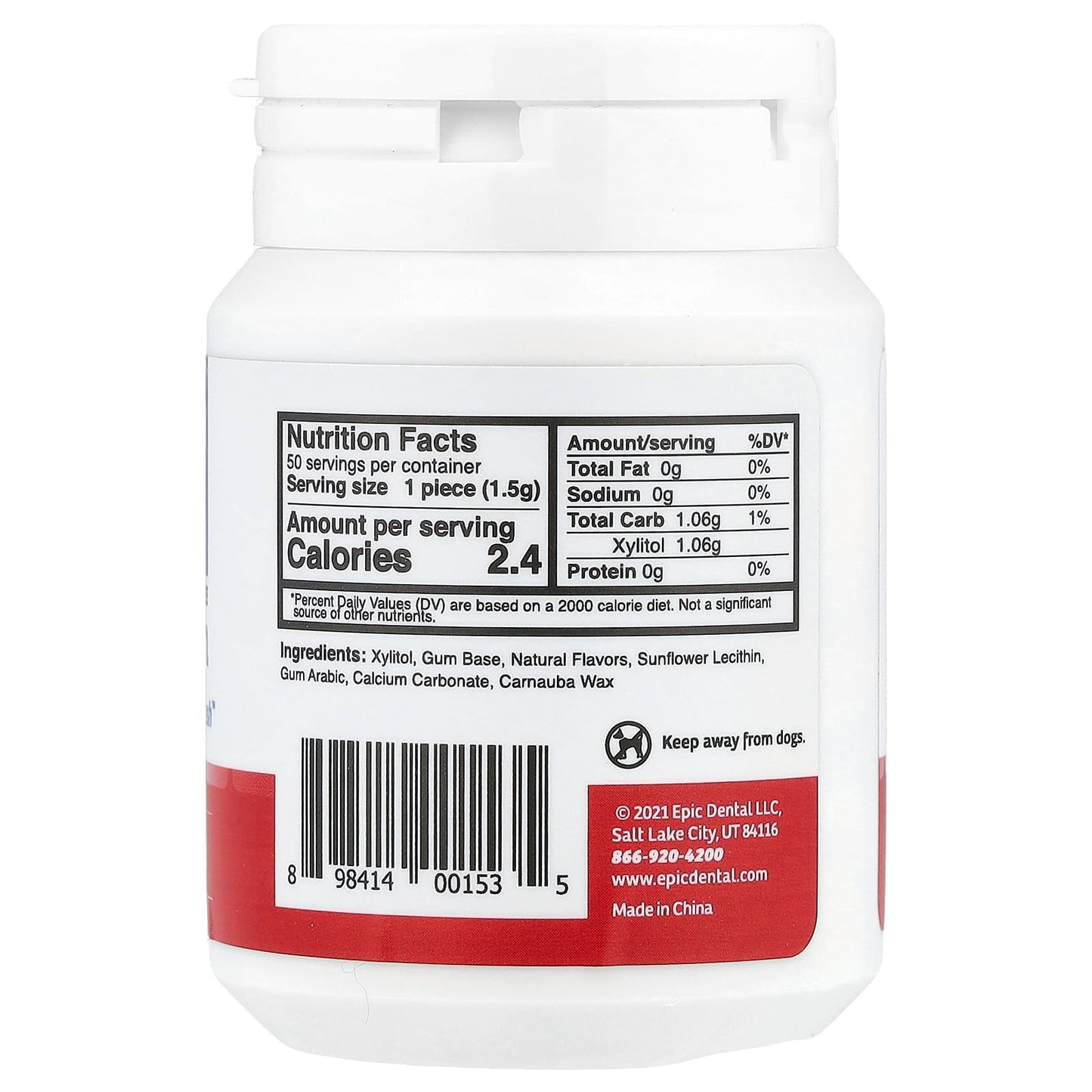 Sugar-Free Cinnamon Epic Dental Xylitol Gum, 50 Pieces - Image 2