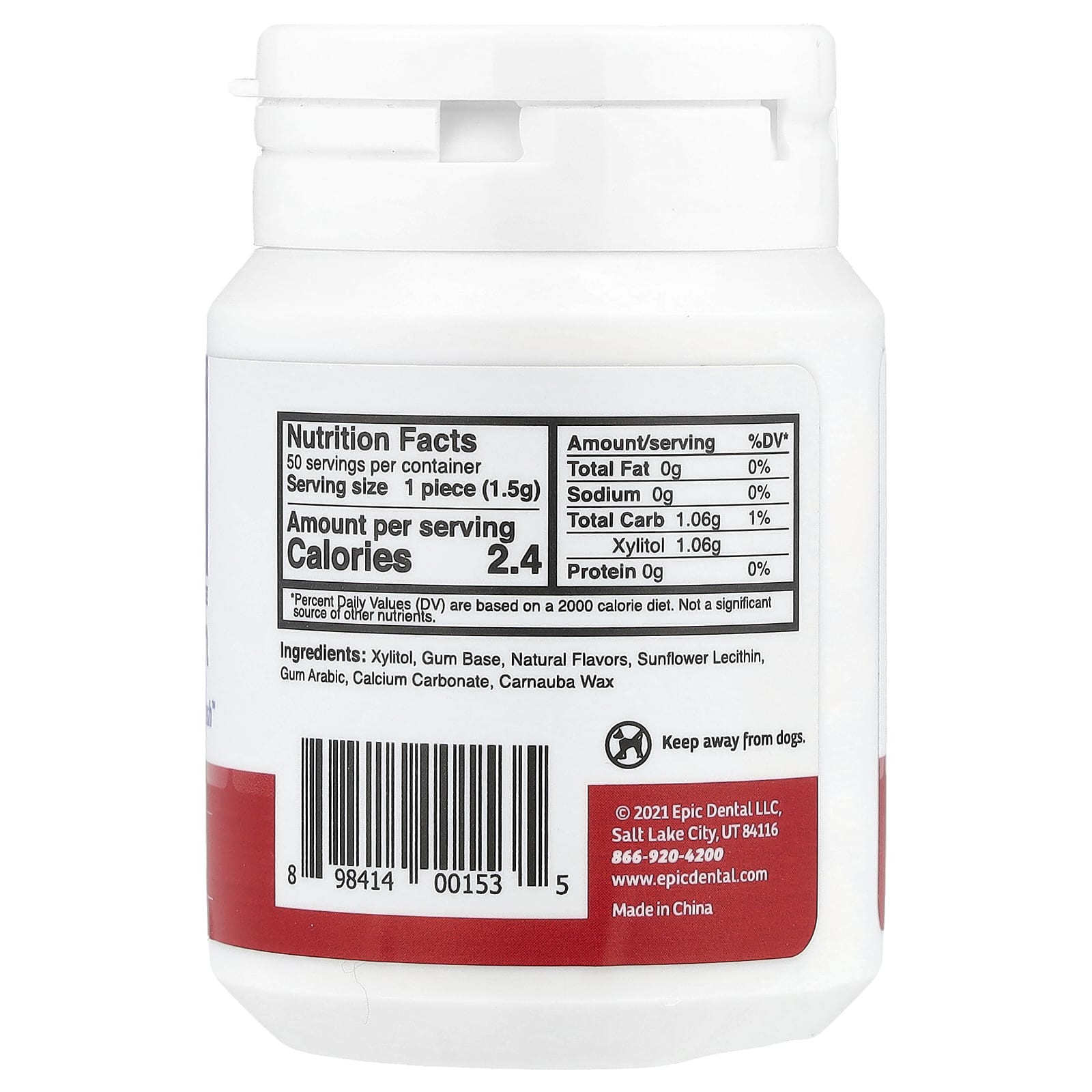 Sugar-Free Cinnamon Epic Dental Xylitol Gum, 50 Pieces - Image 2