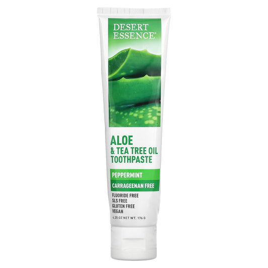 Desert Essence Aloe & Tea Tree Oil Toothpaste, 6.25 oz for Healthy Teeth & Gums - Image 1