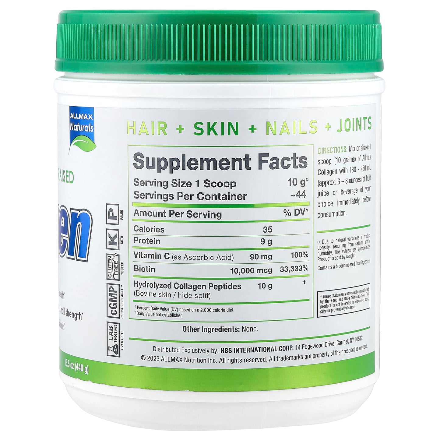 ALLMAX Grass Fed Collagen Protein Supplement 15.5 oz - Image 2