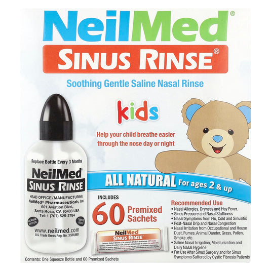 NeilMed, Kids, Sinus Rinse®, Ages 2+, 1 Squeeze Bottle, 60 Premixed Packets - Image 1