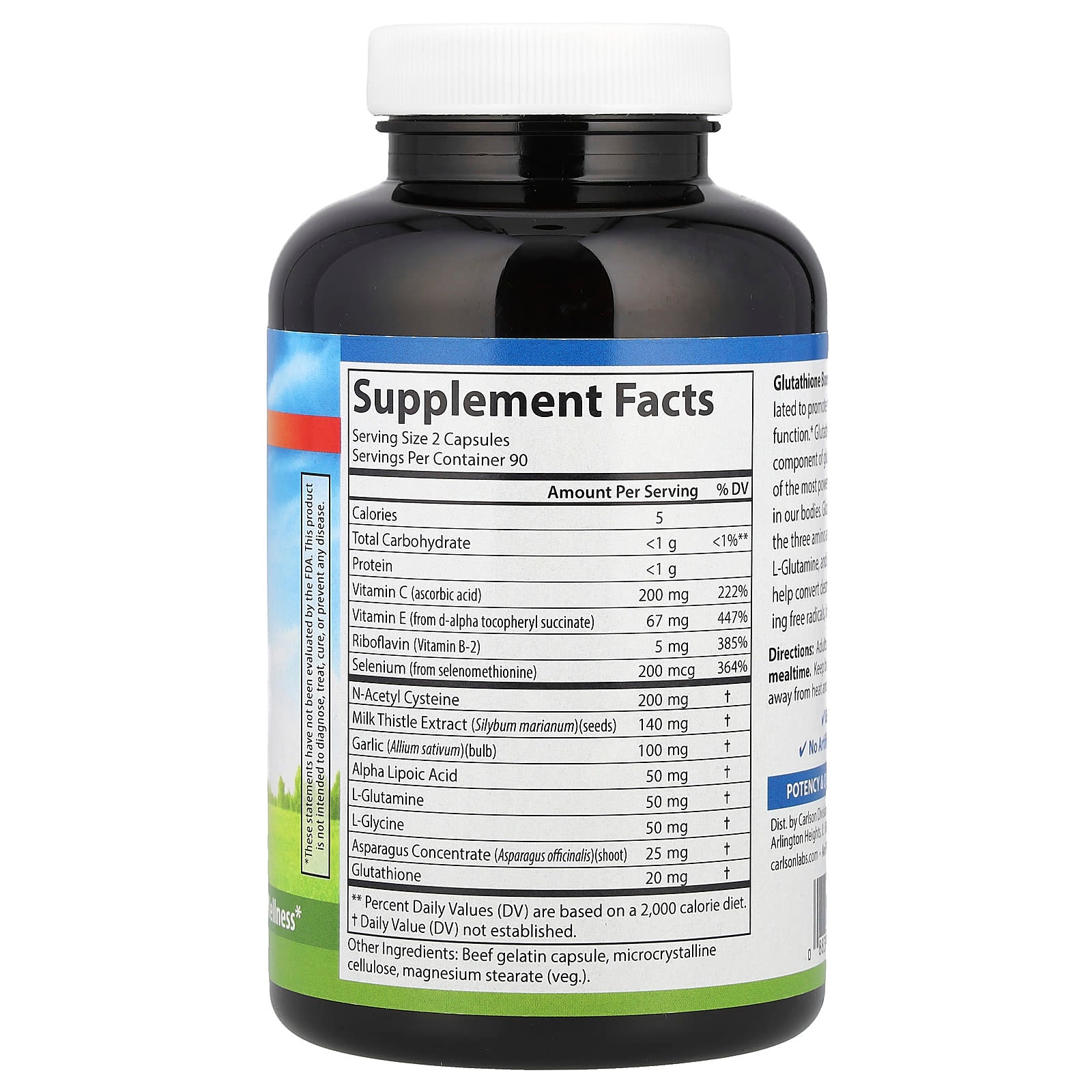 Boost Immune System with Carlson Glutathione Booster 180 Capsules - Image 2