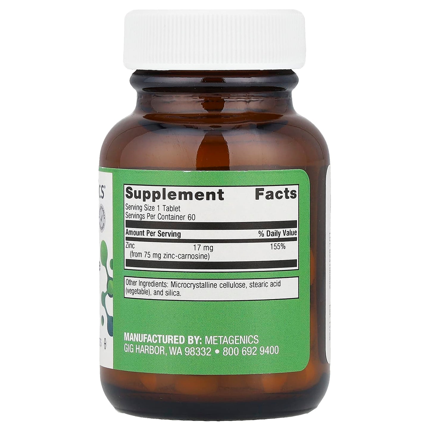 Metagenics, Zinc Carnosine Complex , 17 mg, 60 Tablets - Image 2