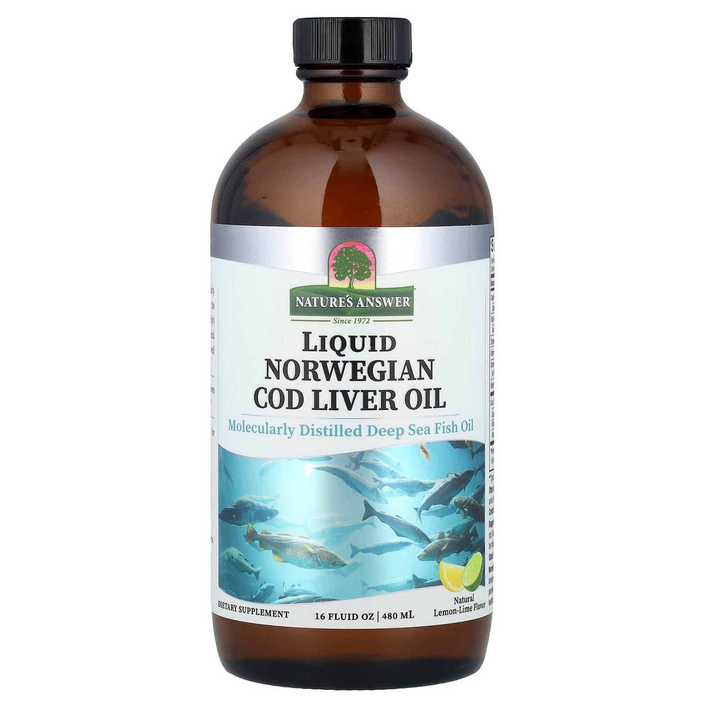 Nature's Answer, Liquid Norwegian Cod Liver Oil, Natural Lemon-Lime, 16 fl oz (480 ml) - Image 1