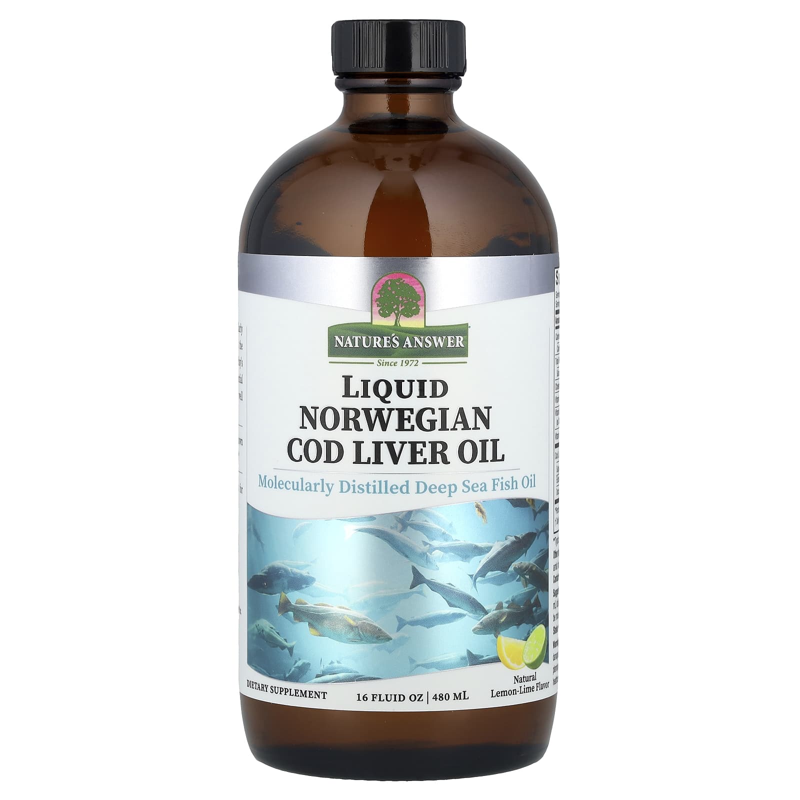 Nature's Answer, Liquid Norwegian Cod Liver Oil, Natural Lemon-Lime, 16 fl oz (480 ml) - Image 1