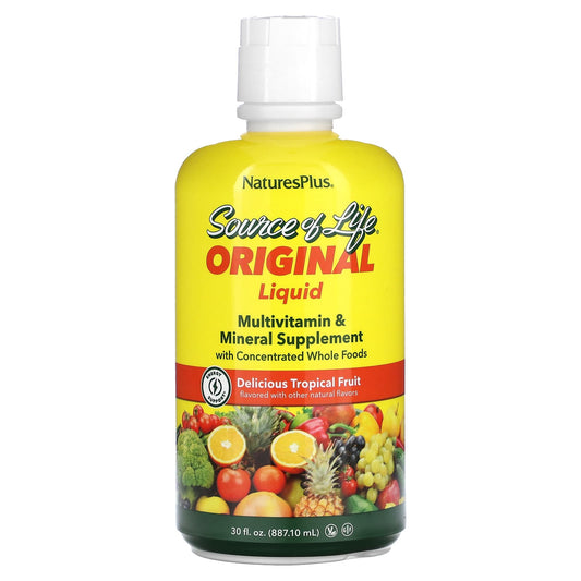 NaturesPlus, Source of Life, Liquid Multivitamin & Mineral Supplement, Tropical Fruit, 30 fl oz (887.10 ml) - Image 1