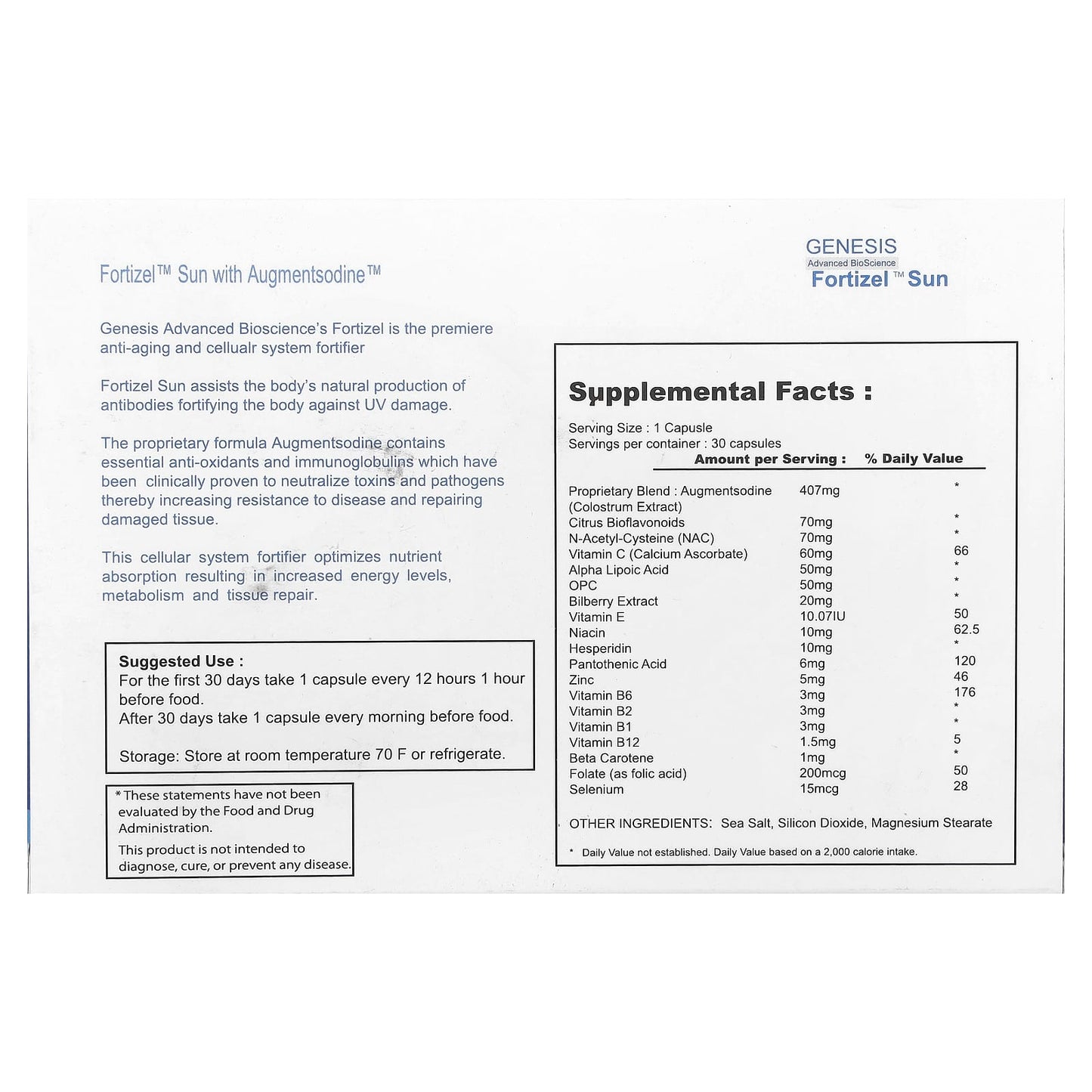 Optimize Your Cellular Health with ENADA Fortizel Sun - 30 Capsules - Image 2