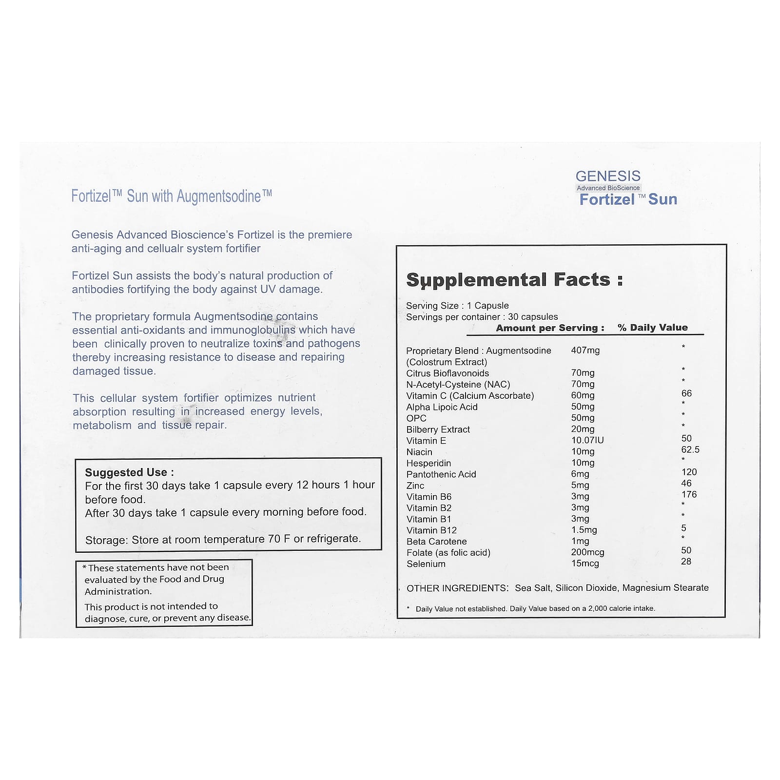 Optimize Your Cellular Health with ENADA Fortizel Sun - 30 Capsules - Image 2