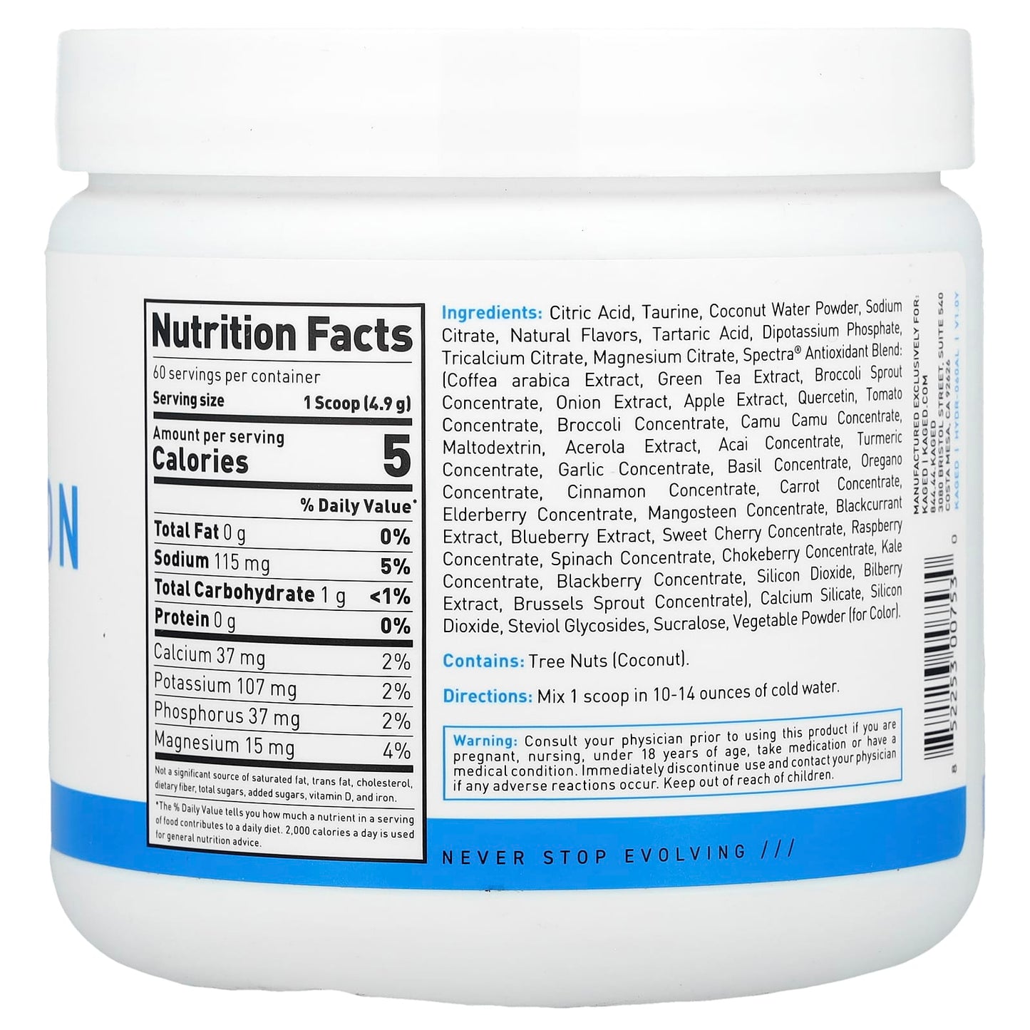 Kaged Hydration Electrolyte Drink Mix, Apple Limeade, 10.37 oz (294g) - Image 2