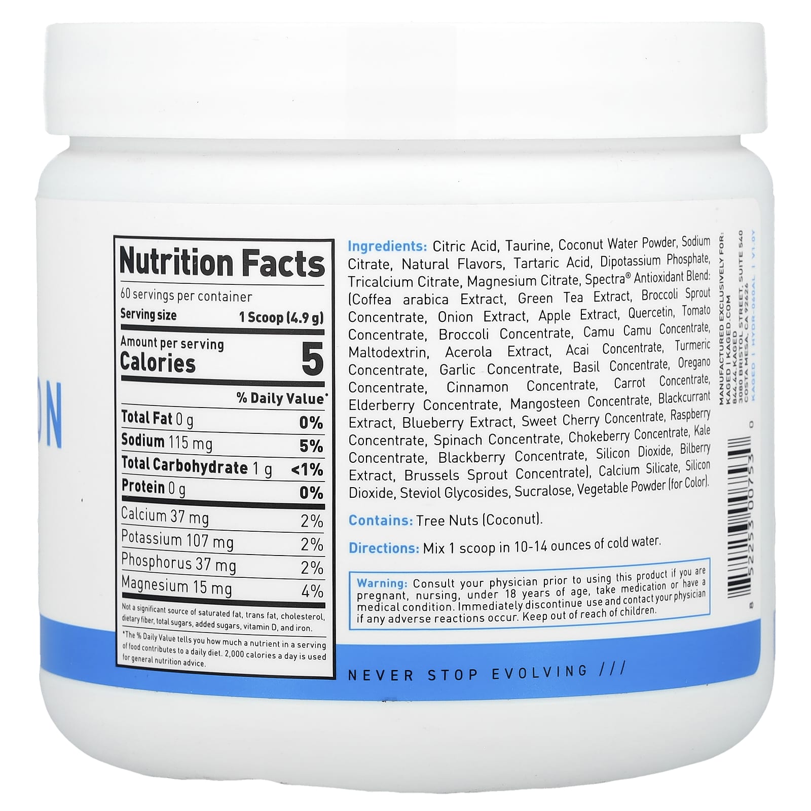 Kaged Hydration Electrolyte Drink Mix, Apple Limeade, 10.37 oz (294g) - Image 2
