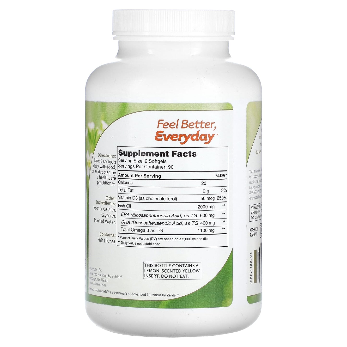 Zahler, Omega 3 Platinum+D, Advanced Omega 3 Fish Oil + Vitamin D3, 2,000 mg, 180 Softgels (1,000 mg per Softgel) - Image 2