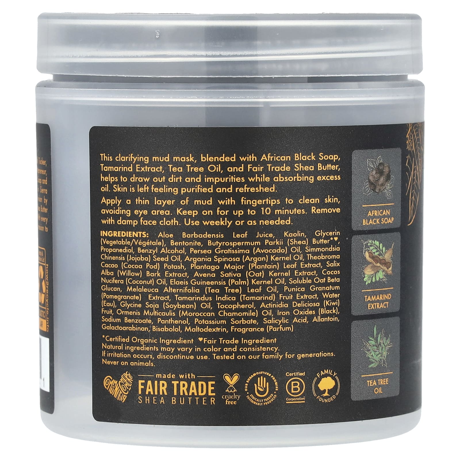 SheaMoisture, African Black Soap, Clarifying Mud Beauty Mask w/ Tamarind Extract & Tea Tree Oil, 6 oz (170 g) - Image 2