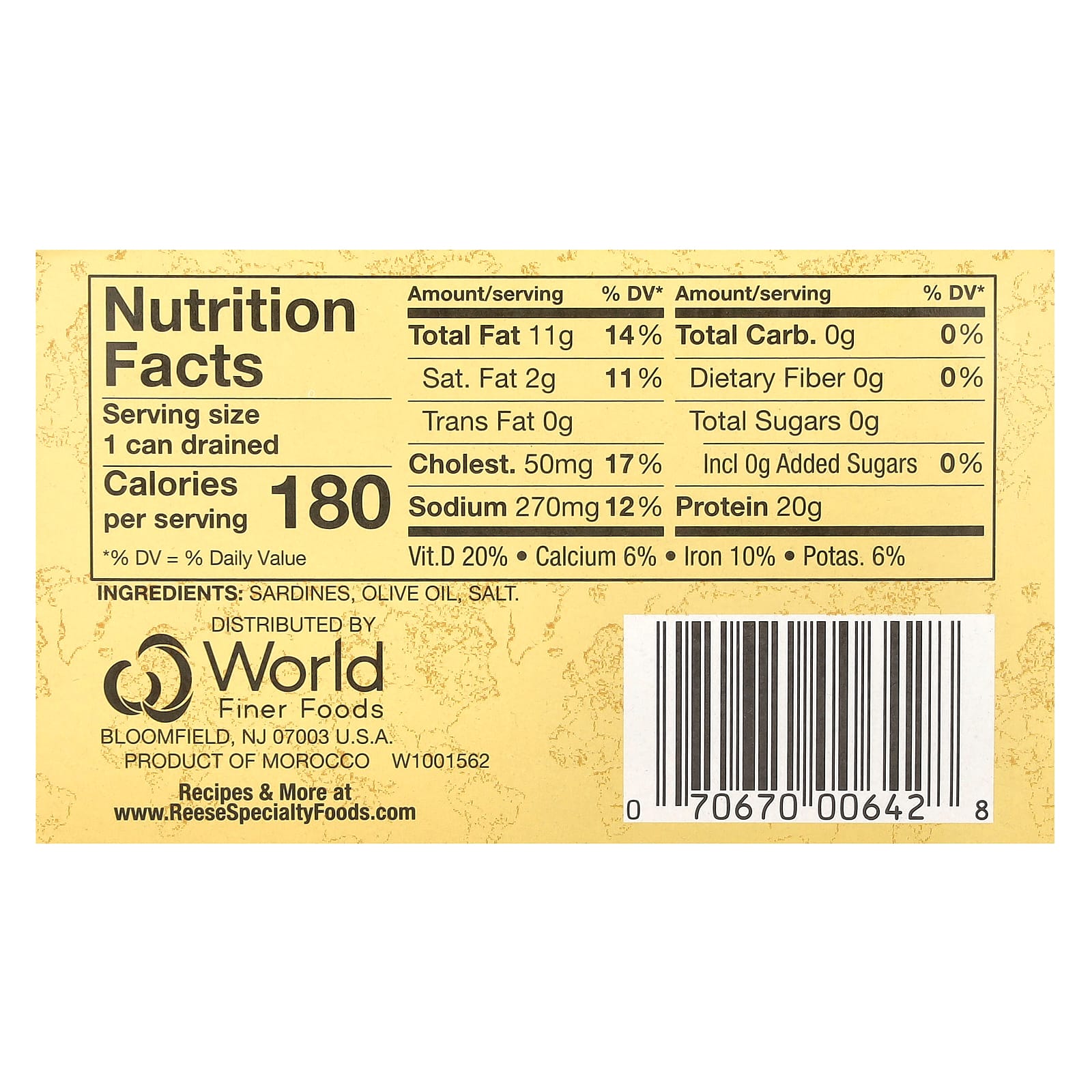Reese, Skinless & Boneless Sardines in 100% Olive Oil, 4.4 oz (124 g) - Image 2