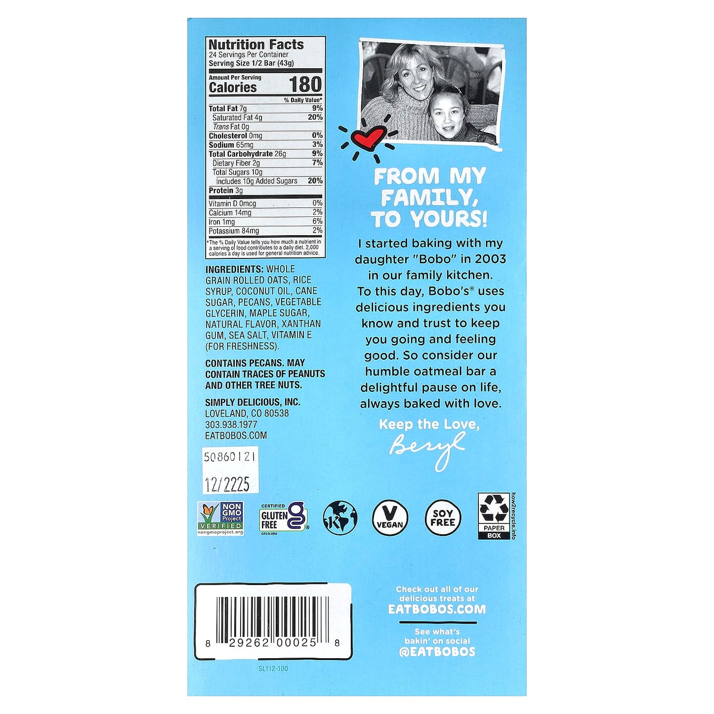 Delicious Maple Pecan Oatmeal Bars by Bobo's - 12ct, Gluten Free, Vegan - Image 2