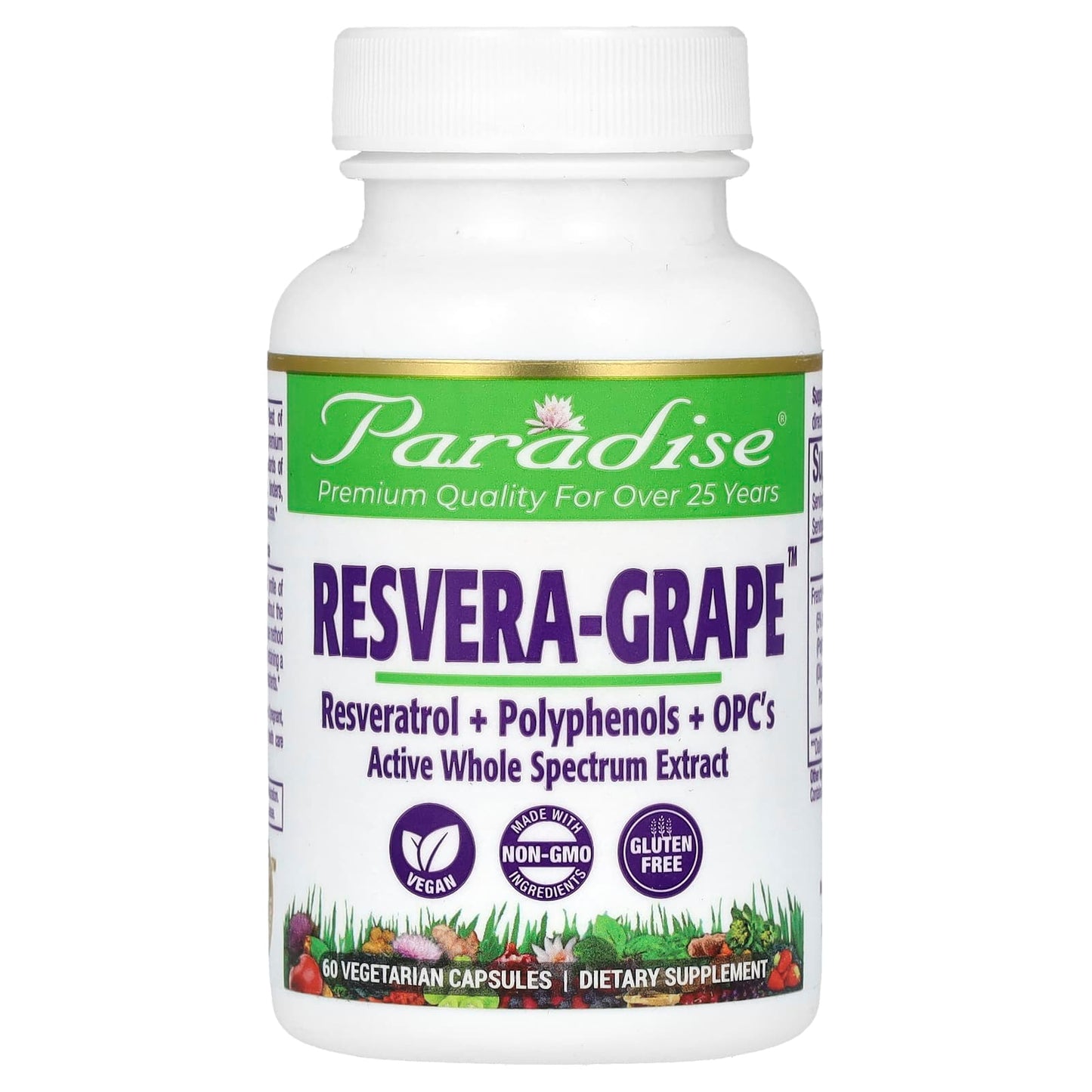 Paradise Herbs, Resvera-Grape, 60 Vegetarian Capsules (250 mg per Capsule) - Image 1