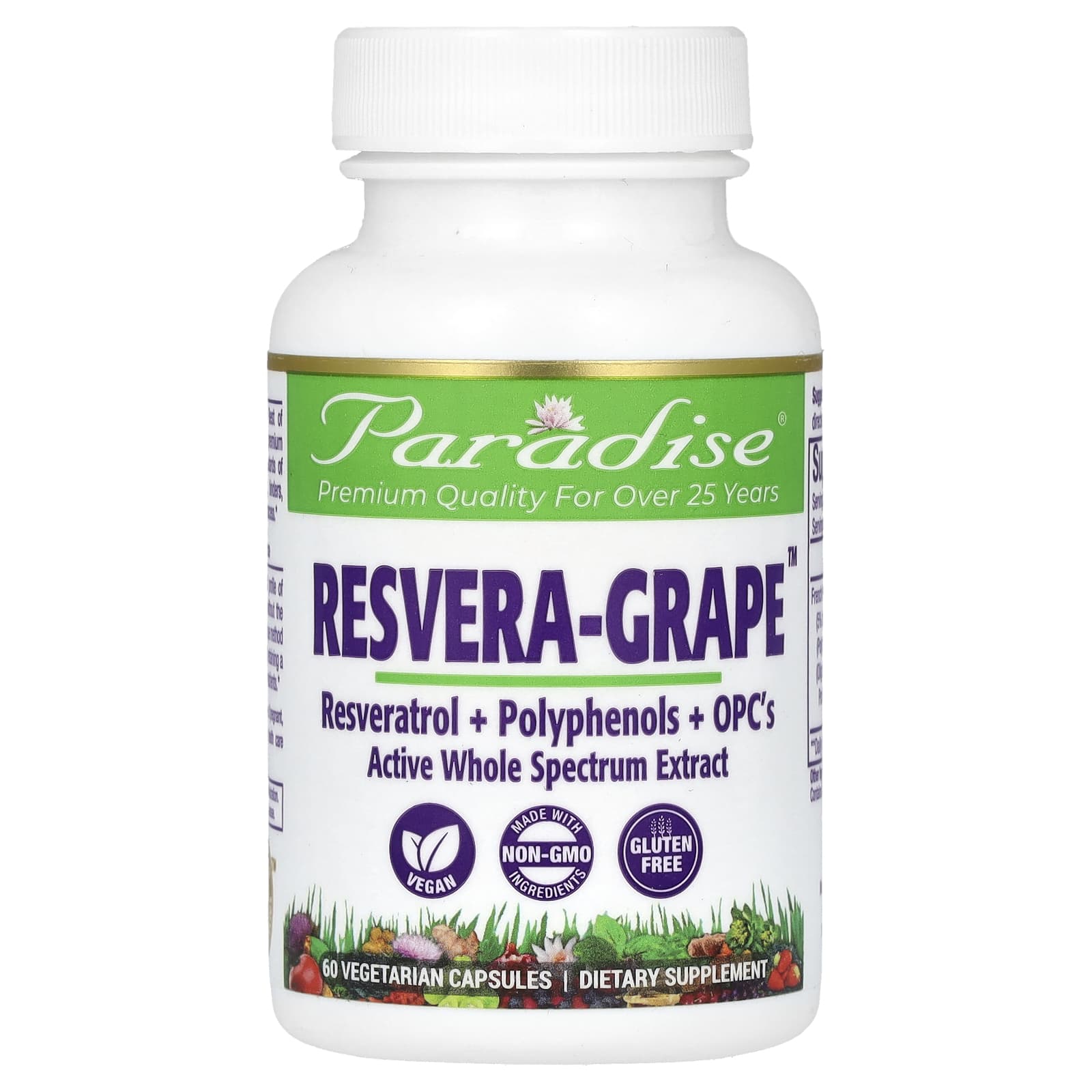Paradise Herbs, Resvera-Grape, 60 Vegetarian Capsules (250 mg per Capsule) - Image 1