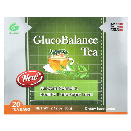 Longreen, GlucoBalance Tea, Selected Gymnema, 20 Tea Bags, 2.12 oz (60 g)