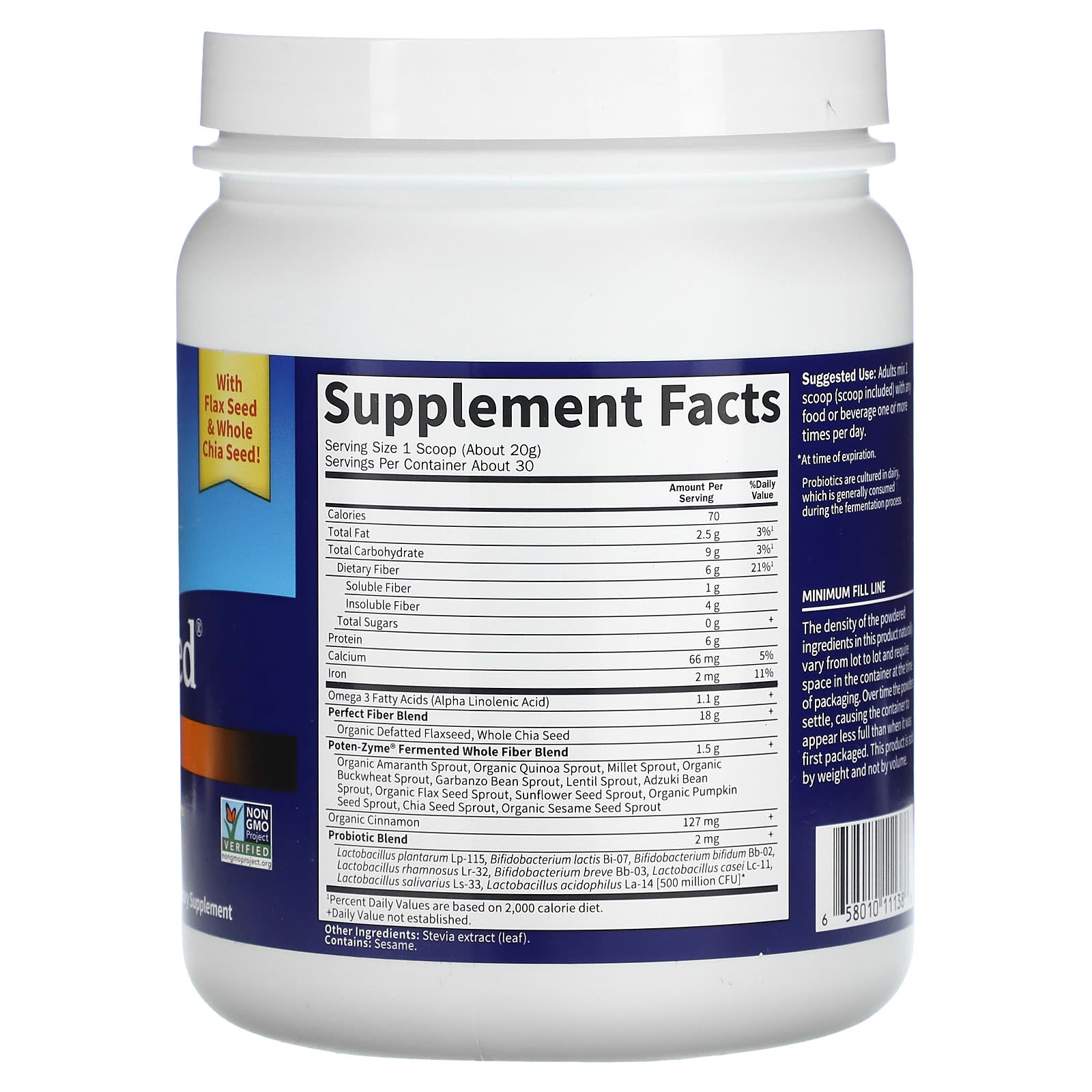 Garden of Life Super Seed Dietary Fiber Supplement 600g - Image 2