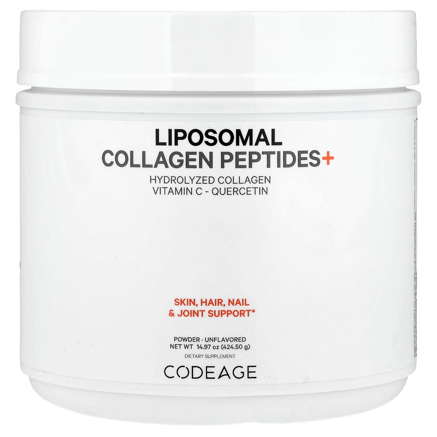CodeAge Unflavored Liposomal Collagen Peptides+ 14.97 oz - Skin, Hair & Joint Support - Image 1