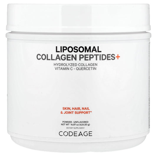 CodeAge Unflavored Liposomal Collagen Peptides+ 14.97 oz - Skin, Hair & Joint Support - Image 1