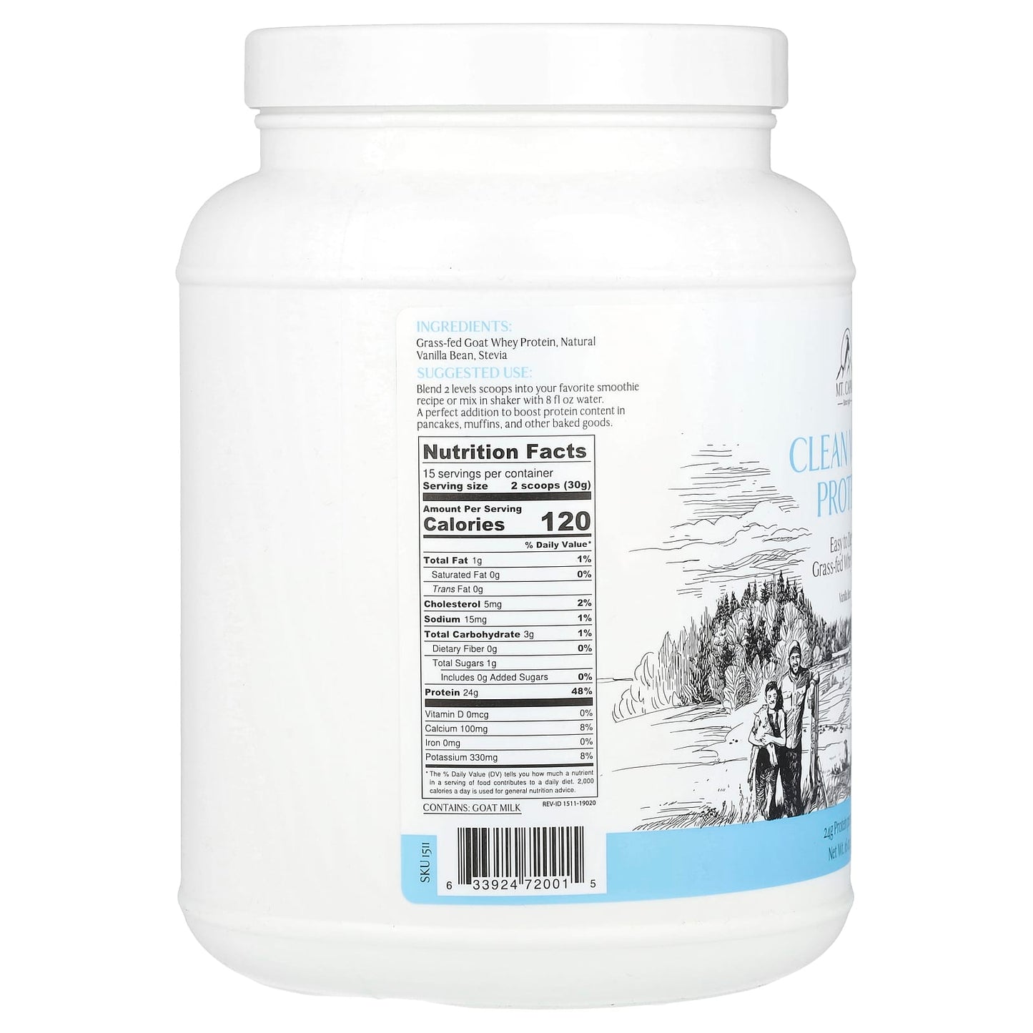 Mt. Capra, Clean Whey Protein, Vanilla Bean, 16 oz (453 g) - Image 2