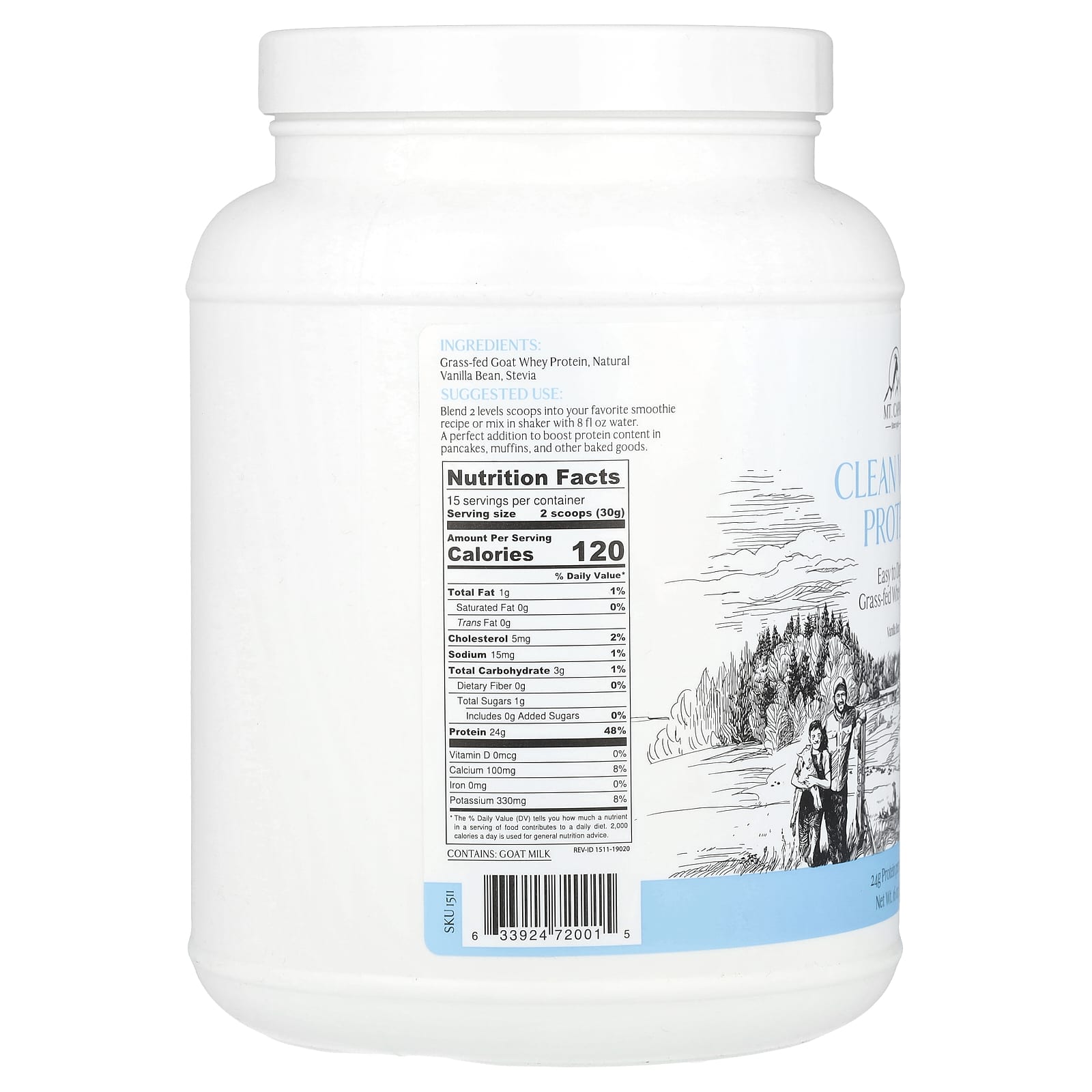 Mt. Capra, Clean Whey Protein, Vanilla Bean, 16 oz (453 g) - Image 2