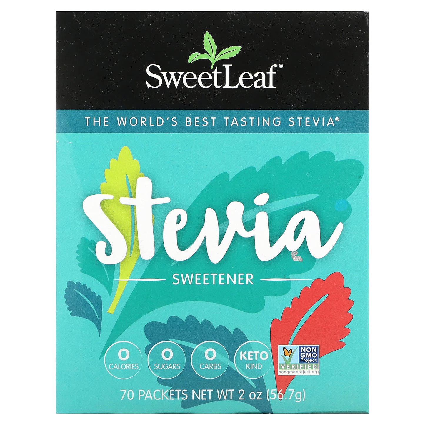SweetLeaf Stevia, Stevia Sweetener, 70 Packets, 0.028 oz (0.8 g) Each - Image 1
