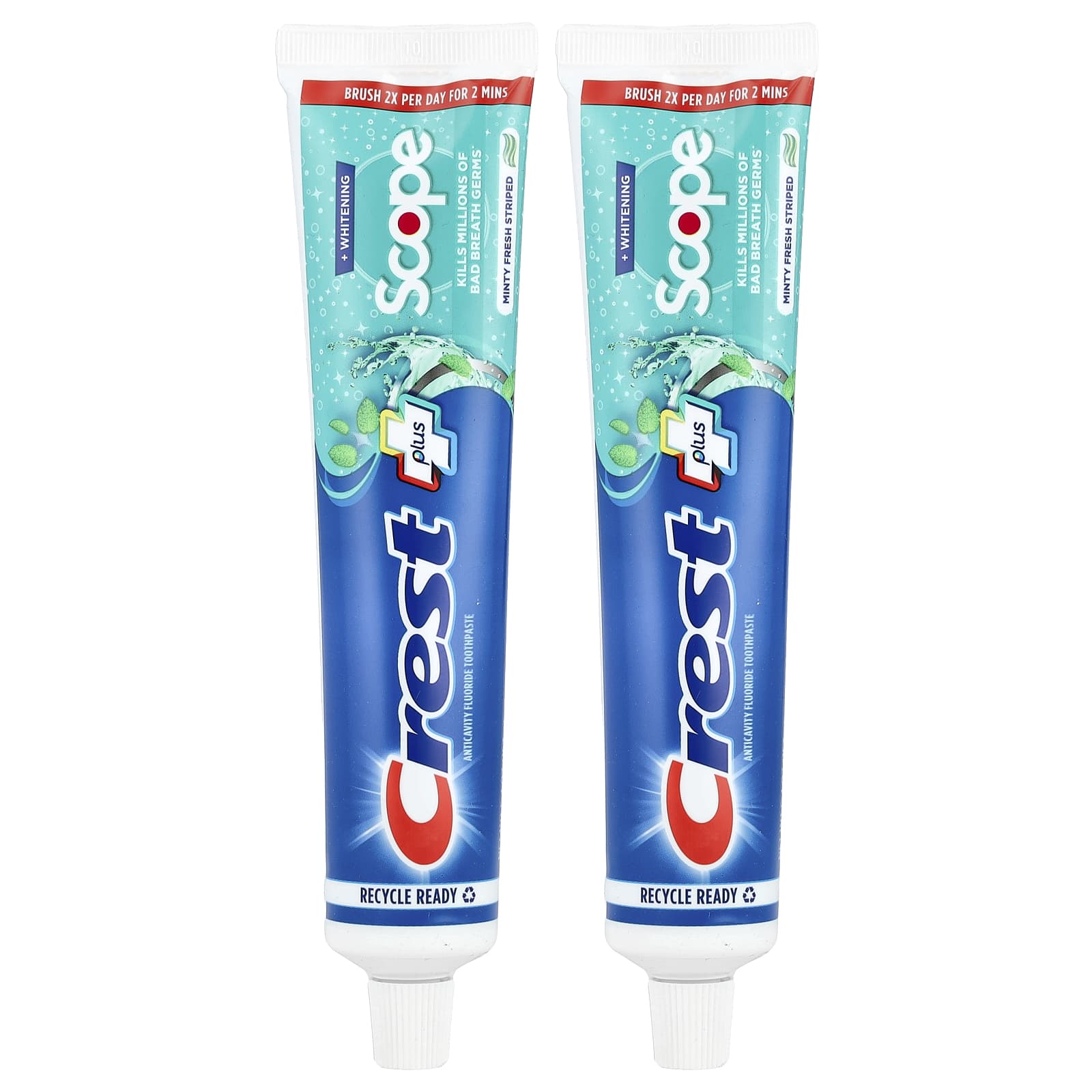 Crest Plus Scope Anticavity Toothpaste 2-Pack, Minty Fresh Striped - Image 1